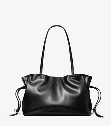 Tory Burch diseñador bolsos tote Bolso tote pequeño Ella natuura™ con cordón ajustable en Black frente