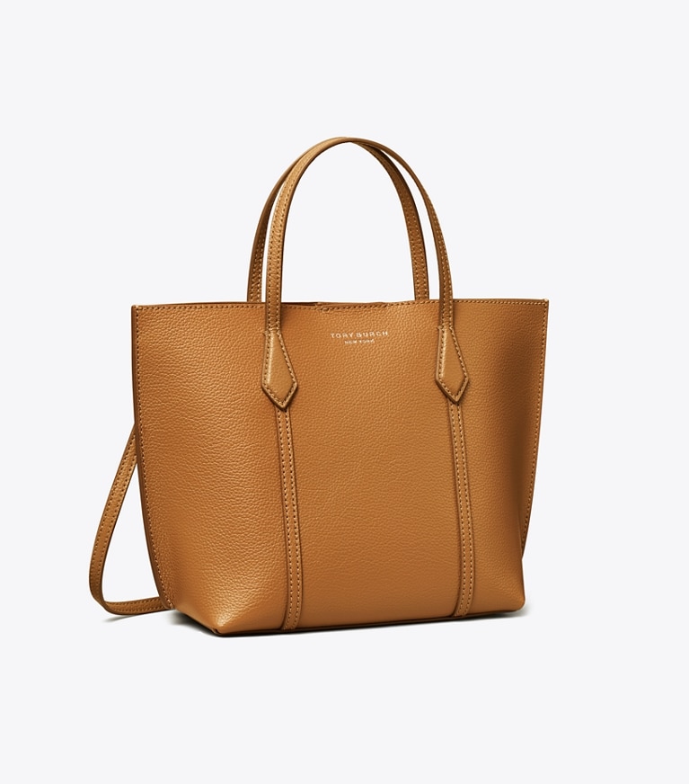 Tory Burch diseñador bolsos tote Bolso tote pequeño Perry con cremallera en Autumn Brown ángulo