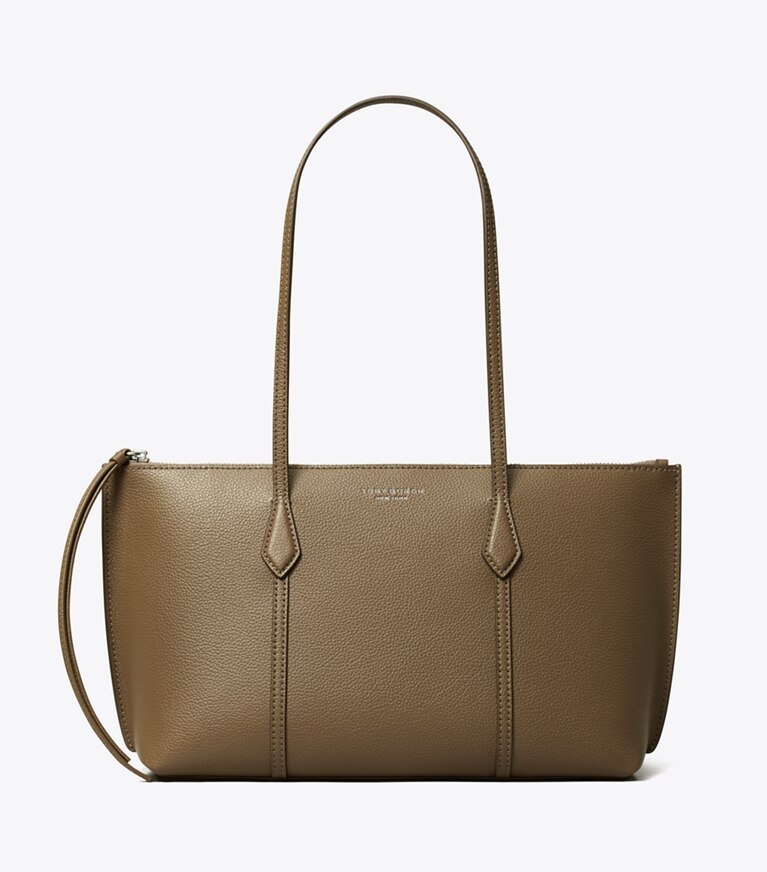 Tory Burch diseñador bolsos tote Bolso tote pequeño Perry con cremallera en Wild Mushroom frente