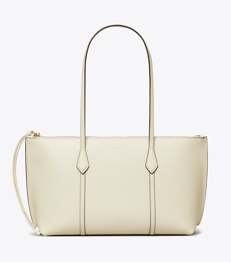 Tory Burch diseñador bolsos tote Bolso tote pequeño Perry con cremallera en Warm White frente