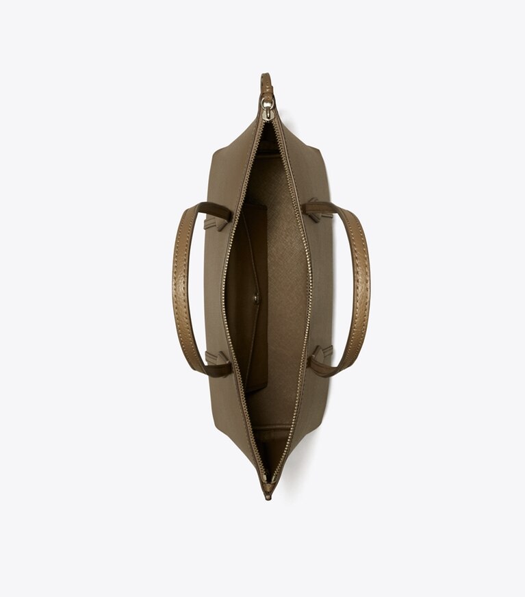 Tory Burch diseñador bolsos tote Bolso tote pequeño Perry con cremallera en Wild Mushroom vista superior