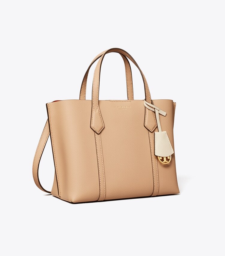 Tory Burch diseñador bolsos tote Bolso tote pequeño Perry de tiple compartimento en Devon Sand ángulo
