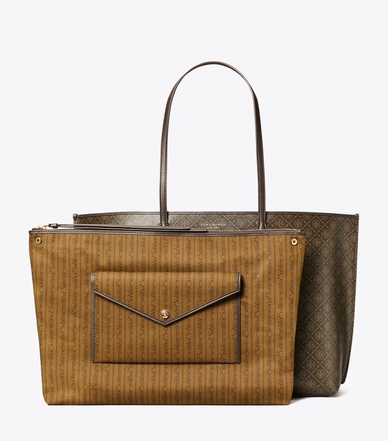 Tory Burch diseñador bolsos tote Bolso tote Perry de lona revestida en French Press detalle