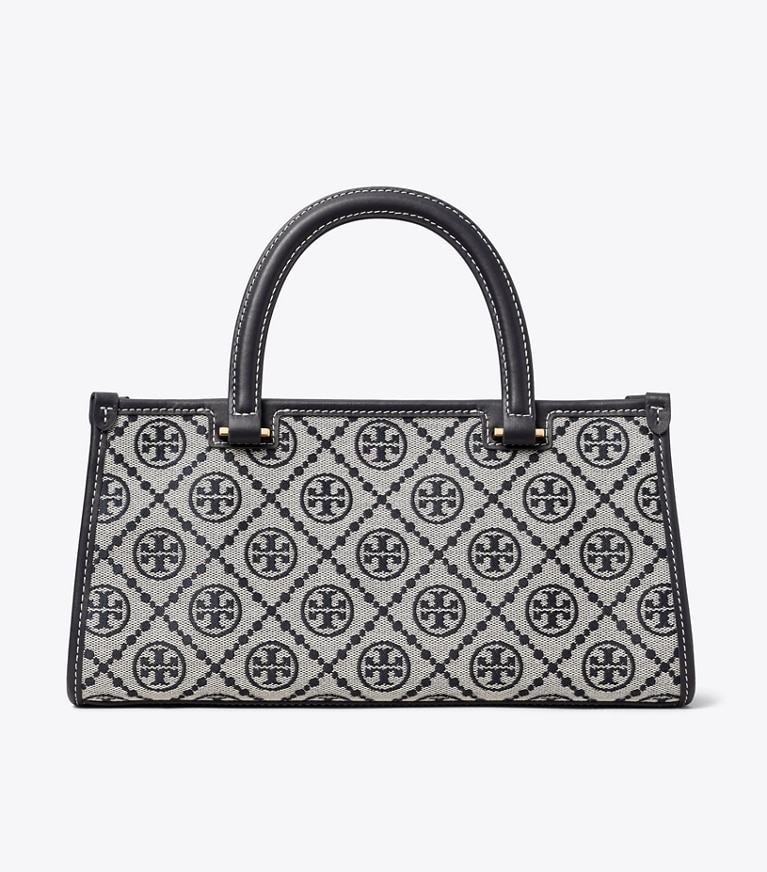 Tory Burch diseñador bolsos satchel Bolso tote rectangular pequeño con monograma de T en Tory Navy parte trasera