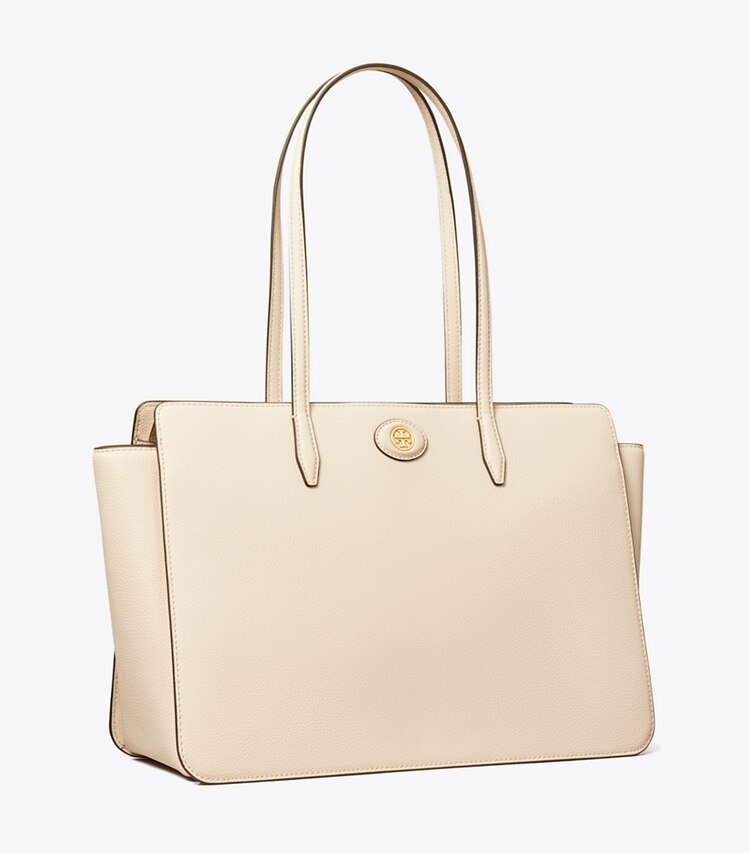 Tory Burch diseñador bolsos tote Bolso Tote Robinson de piel graneada en New Cream ángulo