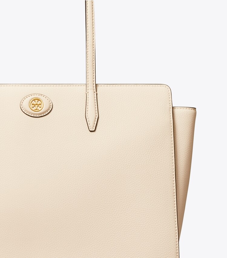 Tory Burch diseñador bolsos tote Bolso Tote Robinson de piel graneada en New Cream detalle