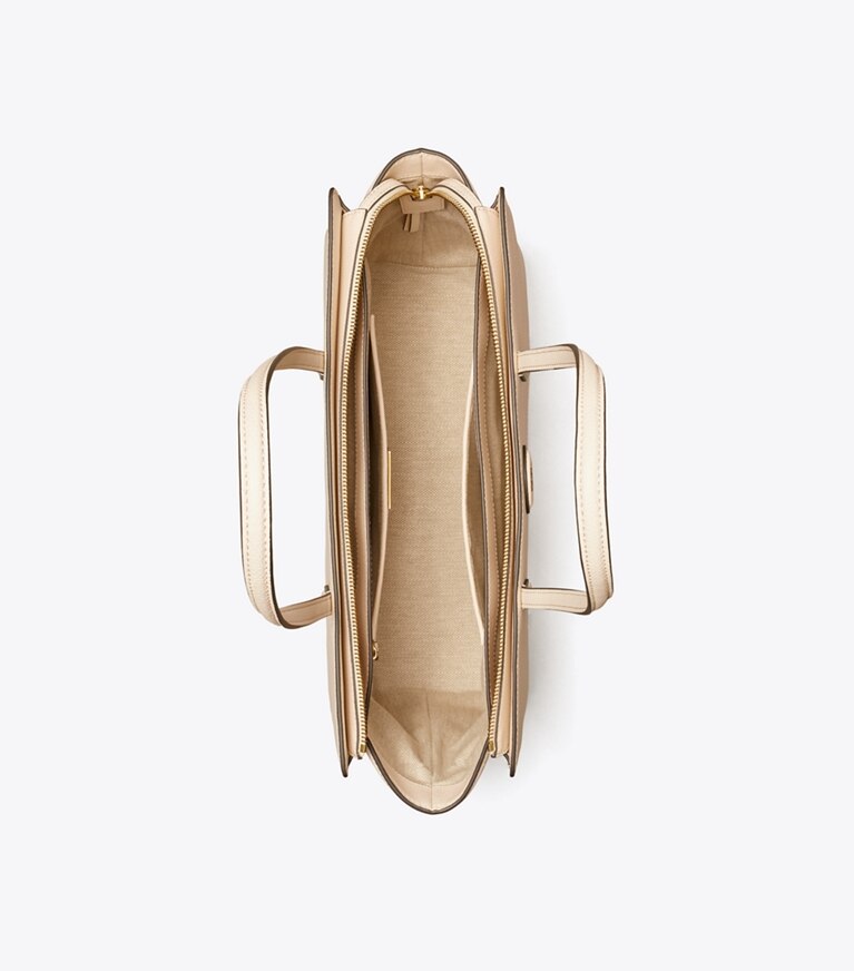 Tory Burch diseñador bolsos tote Bolso Tote Robinson de piel graneada en New Cream vista superior