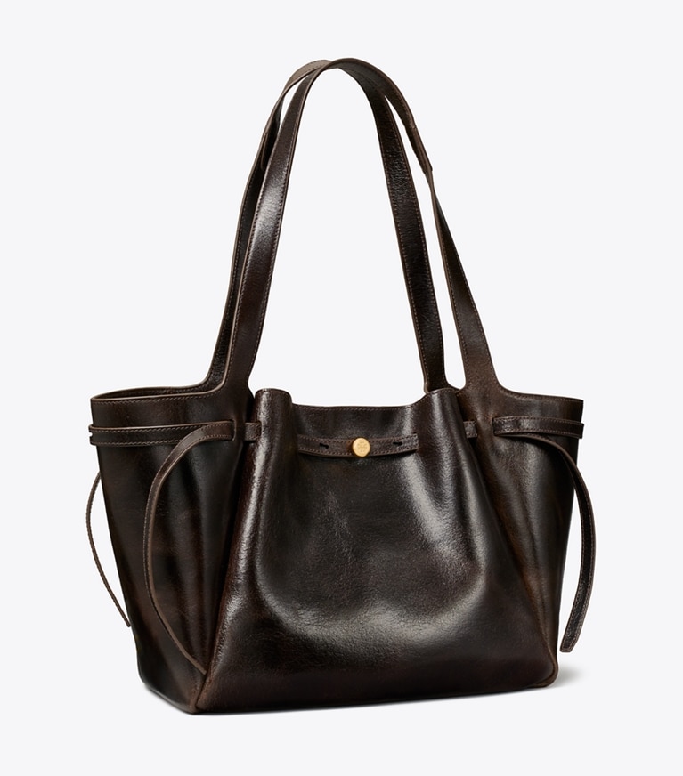 Tory Burch diseñador bolsos tote Bolso tote Romy desgastado en Dark Brown ángulo
