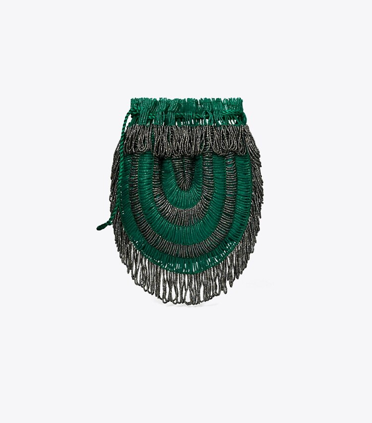 Tory Burch diseñador bolsos bandolera Bolso vintage con cuentas en Green Multi frente