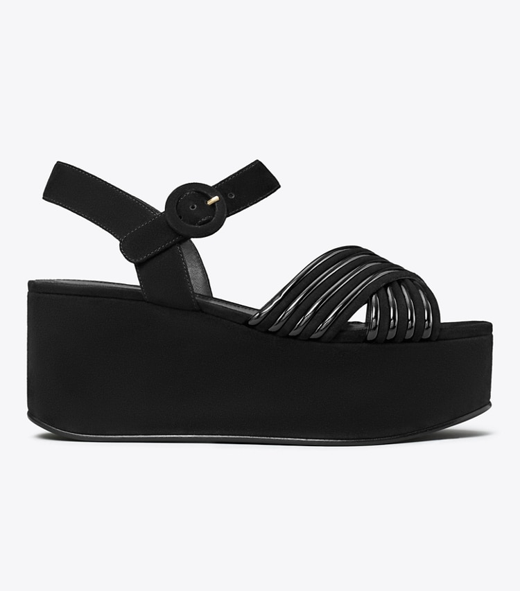 Tory Burch designer sandals Bombe Cross-Strap Platform Sandal in PERFECT BLACK / PERFECT BLACK side