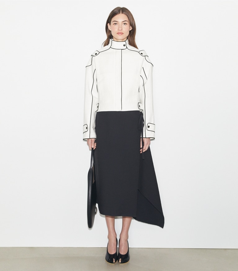 Tory Burch designer giacche Bomber in cotone in Marshmallow front