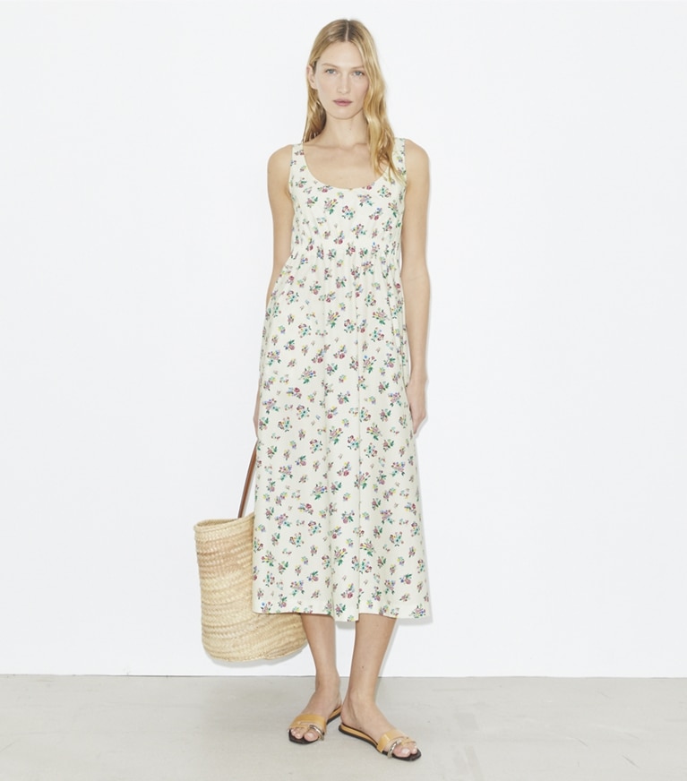 Tory Burch designer coverups Bonded Poplin Dress in Multi Ditsy Floral front