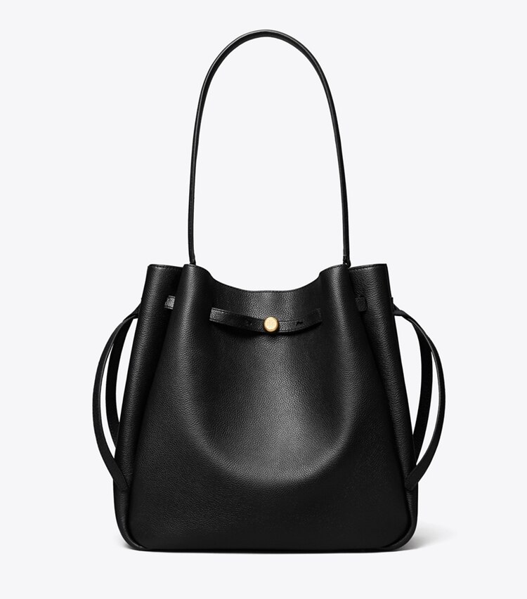 Tory Burch designer borse a tracolla Borsa a secchiello grande Romy in Black front