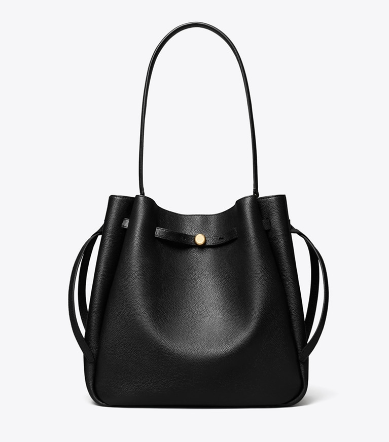 Tory Burch designer borse a tracolla Borsa a secchiello grande Romy in Black front