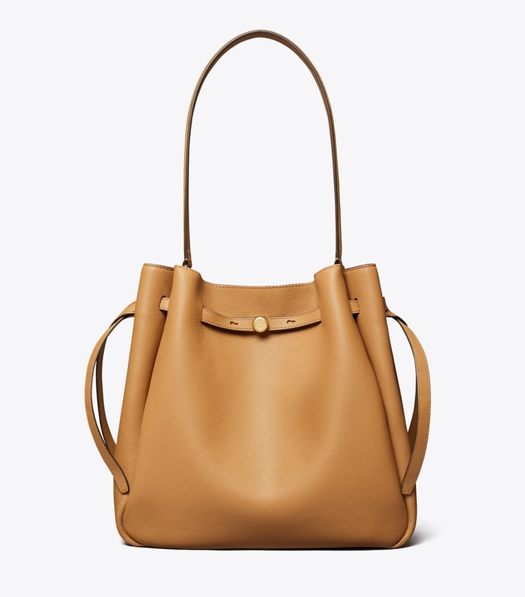 Tory Burch designer borse a tracolla Borsa a secchiello grande Romy in Tiramisu front
