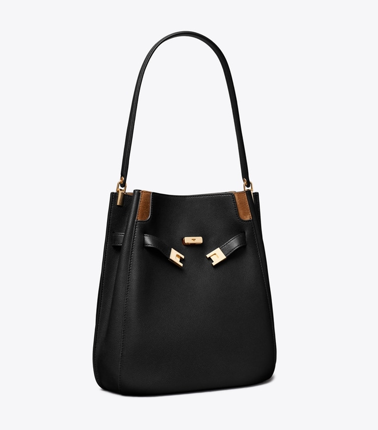 Tory Burch designer borse a tracolla Borsa a secchiello Lee Radziwill in Black angle