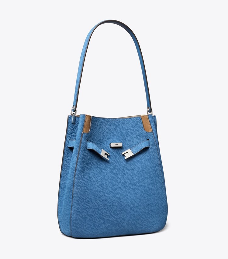 Tory Burch designer borse a tracolla Borsa a secchiello Lee Radziwill in nabuk in Bright Blue angle