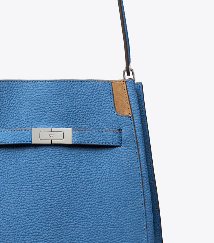 Tory Burch designer borse a tracolla Borsa a secchiello Lee Radziwill in nabuk in Bright Blue dettaglio
