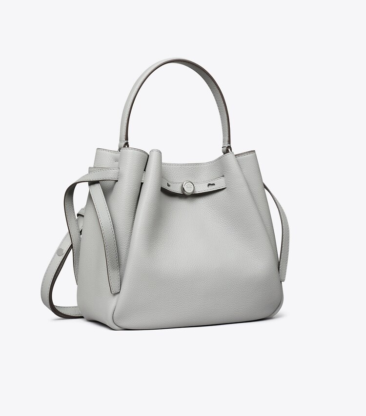 Tory Burch designer borse a spalla Borsa a secchiello Romy in Light Granite angle