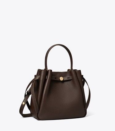 Tory Burch designer borse a spalla Borsa a secchiello Romy in Deep Brown angle