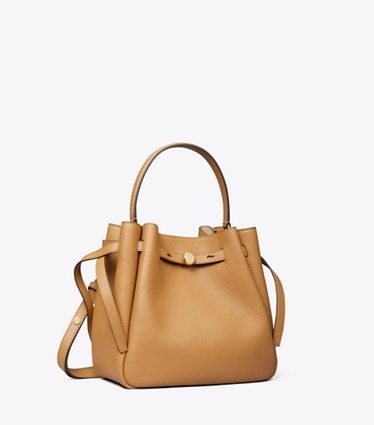 Tory Burch designer borse a spalla Borsa a secchiello Romy in Tiramisu angle