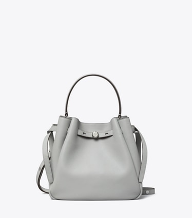 Tory Burch designer borse a spalla Borsa a secchiello Romy in Light Granite front