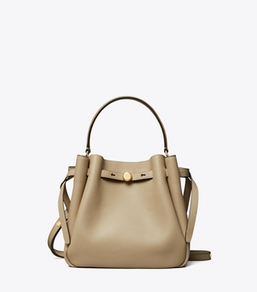 Tory Burch designer borse a spalla Borsa a secchiello Romy in Soft Cement front
