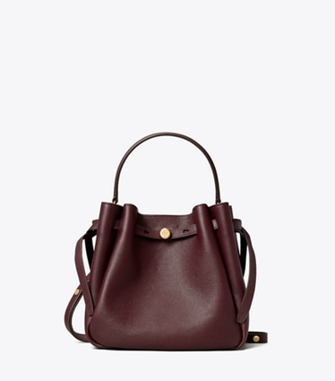 Tory Burch designer borse a spalla Borsa a secchiello Romy in Dark Carmine front