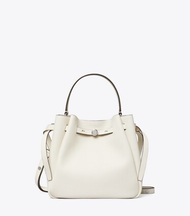 Tory Burch designer borse a spalla Borsa a secchiello Romy in Light Cream front
