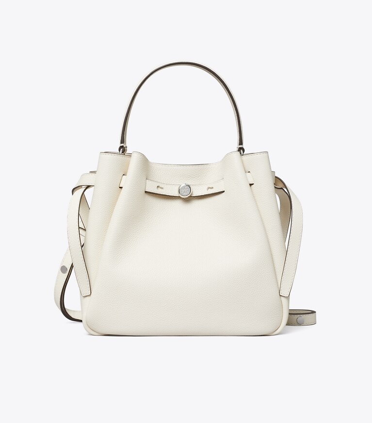 Tory Burch designer borse a spalla Borsa a secchiello Romy in Light Cream angle