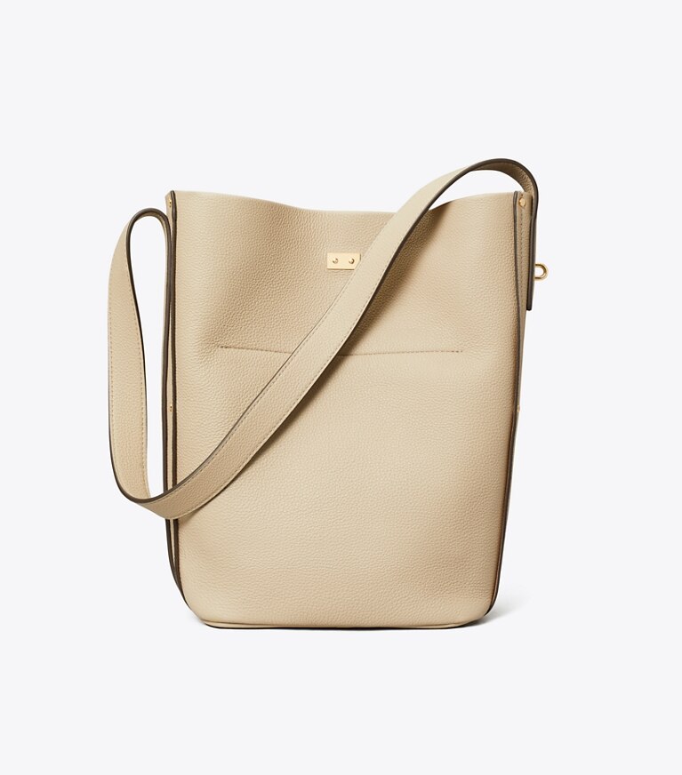 Tory Burch designer borse a tracolla Borsa a secchiello Slim Lock in Light Stone indietro