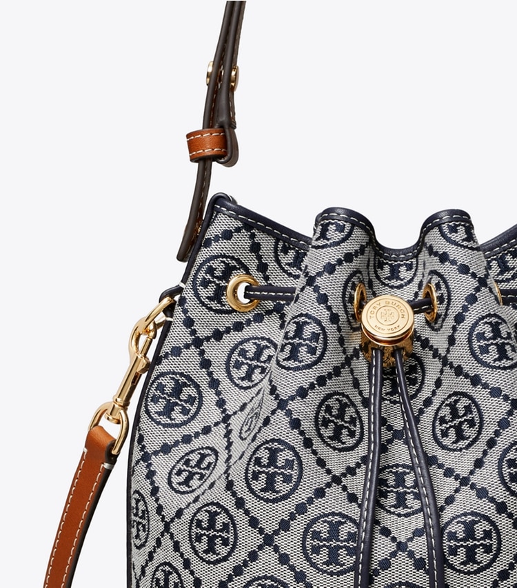 Tory Burch designer borse a spalla Borsa a secchiello T Monogram in Tory Navy dettaglio