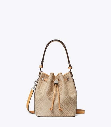Tory Burch designer borse a spalla Borsa a secchiello T Monogram in Flax front