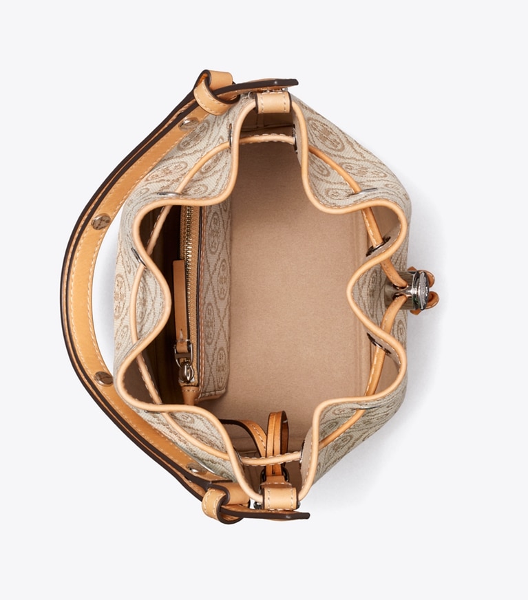 Tory Burch designer borse a spalla Borsa a secchiello T Monogram in Flax superiore