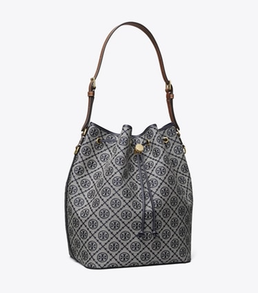 Tory Burch designer borse hobo Borsa a secchiello T Monogram oversize in Tory Navy angle
