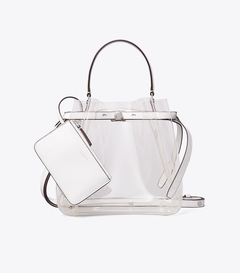 Tory Burch designer borse a spalla Borsa a secchiello trasparente Romy in Crystal Clear additional
