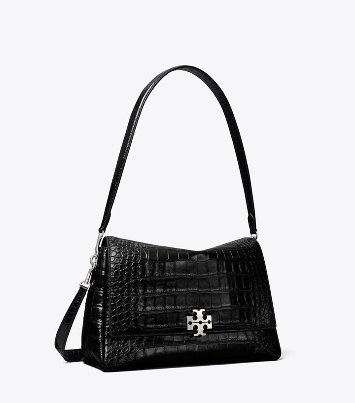 Tory Burch designer borse a tracolla Borsa a tracolla Charlie con rilievo a coccodrillo in Black angle