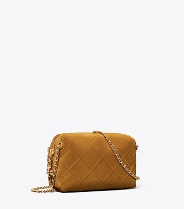 Tory Burch designer borse a spalla Borsa a tracolla morbida Fleming in suede in CHICORY BROWN angle