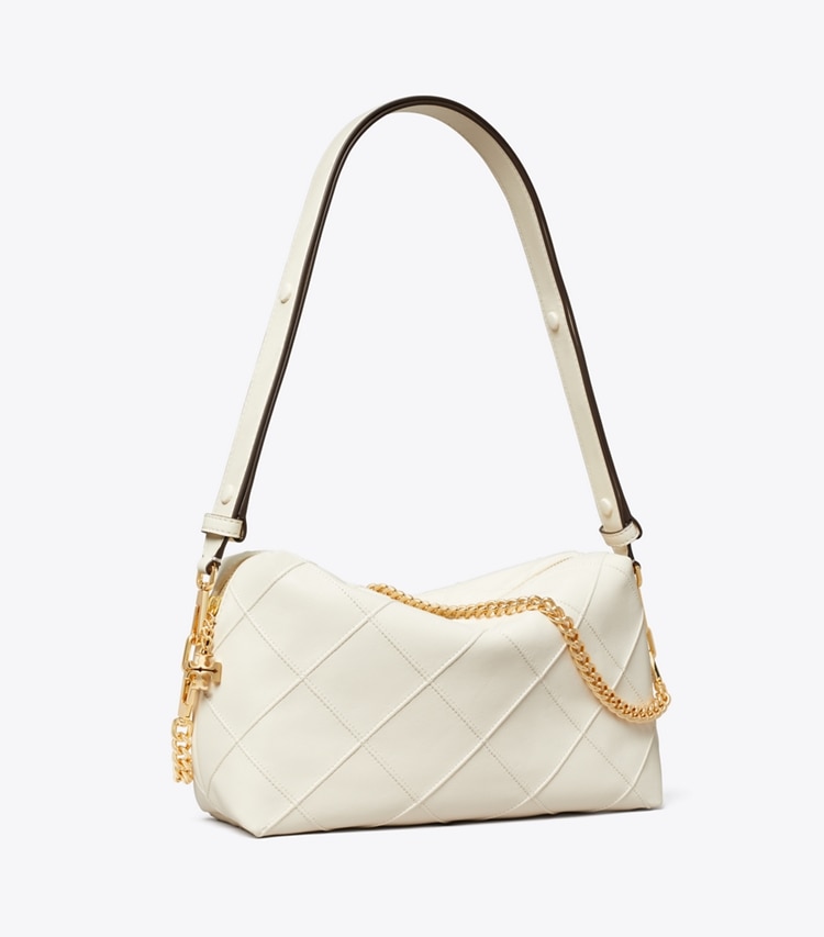 Tory Burch designer borse a spalla Borsa a tracolla morbida grande Fleming in Light Cream angle