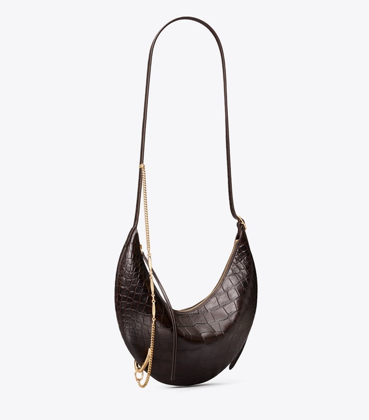 Tory Burch designer borse a spalla Borsa a tracolla Pierced effetto coccodrillo in rilievo in Coco angle