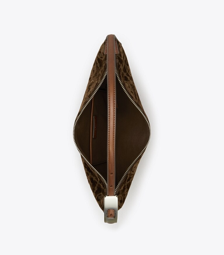 Tory Burch designer borse a tracolla Borsa Balloon piccola floccata T Monogram in Sun Beige angle