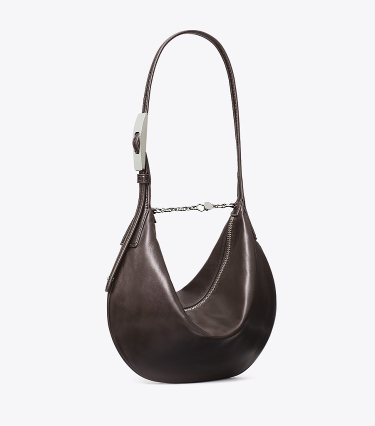Tory Burch designer borse a tracolla Borsa Balloon piccola in pelle in Warm Mahogany angle