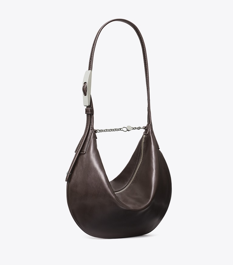 Tory Burch designer borse a tracolla Borsa Balloon piccola in pelle in Warm Mahogany angle