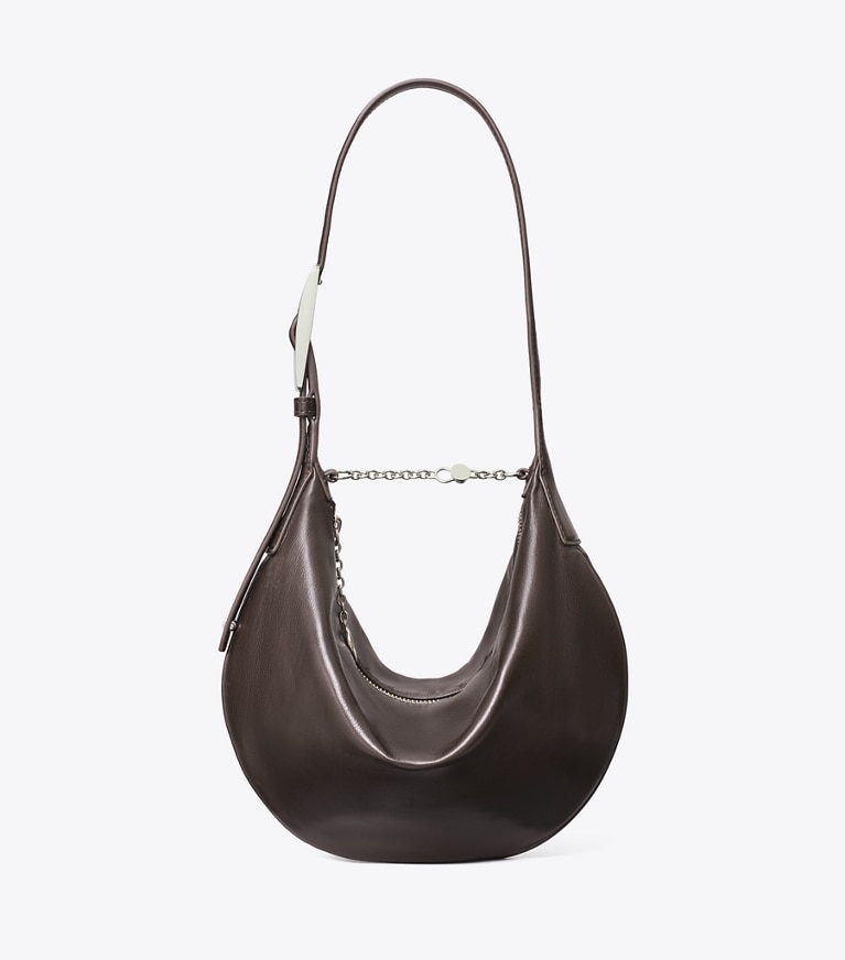 Tory Burch designer borse a tracolla Borsa Balloon piccola in pelle in Warm Mahogany angle