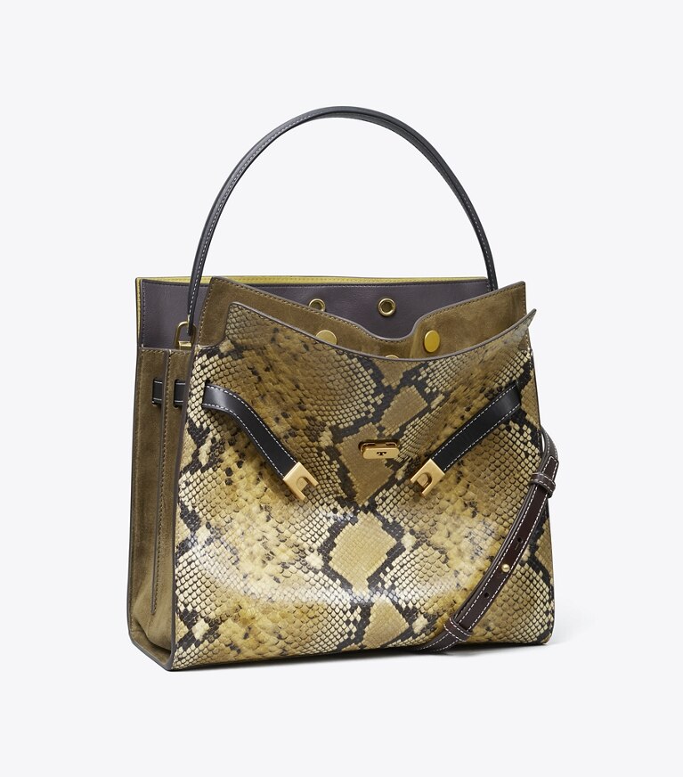 Tory Burch designer bauletto Borsa Double Lee Radziwill in Sand Drift angle