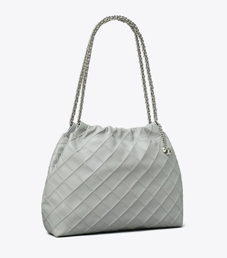 Tory Burch designer borse hobo Borsa Fleming con coulisse in Gray angle