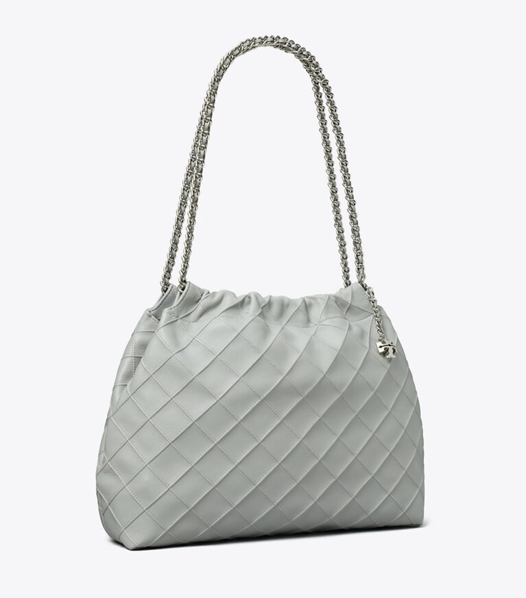 Tory Burch designer borse hobo Borsa Fleming con coulisse in Gray angle