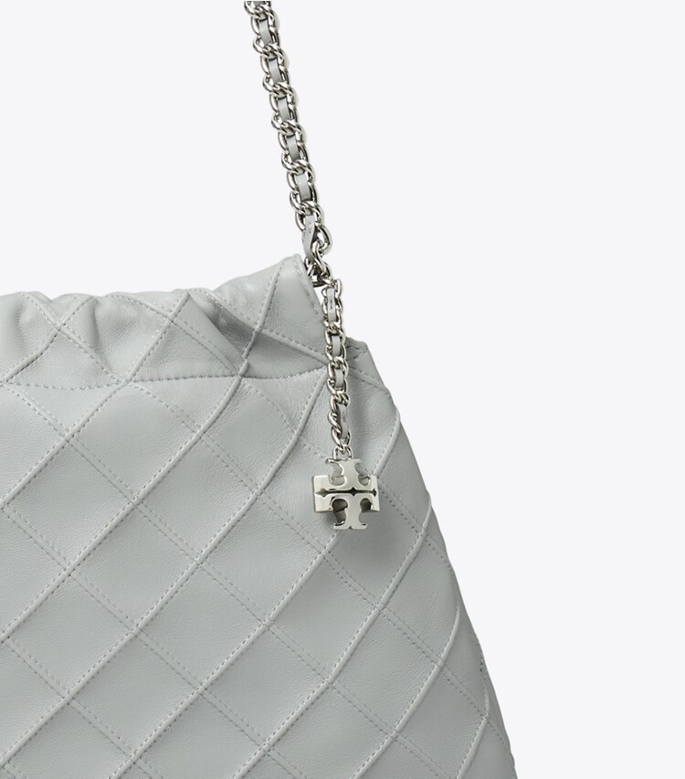 Tory Burch designer borse hobo Borsa Fleming con coulisse in Gray dettaglio