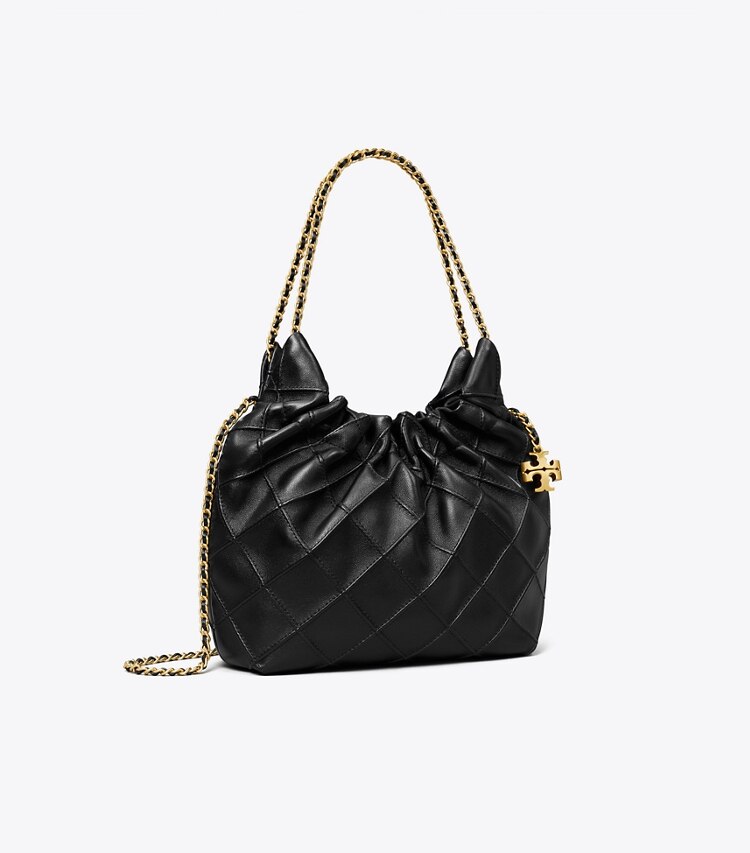 Tory Burch designer borse a spalla Borsa Fleming mini con coulisse in Black angle