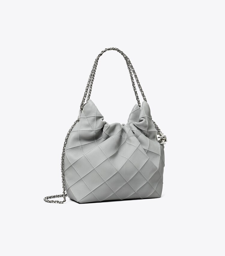Tory Burch designer borse a spalla Borsa Fleming mini con coulisse in Gray angle